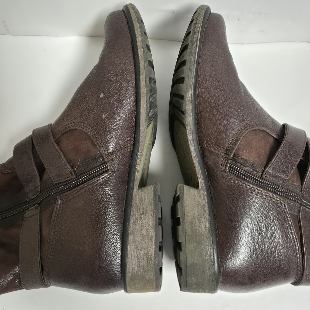 Baretraps Sabella Brown Leather Moto Boots Faux Fur Lined Buckle Women's 8M - Picture 8 of 16